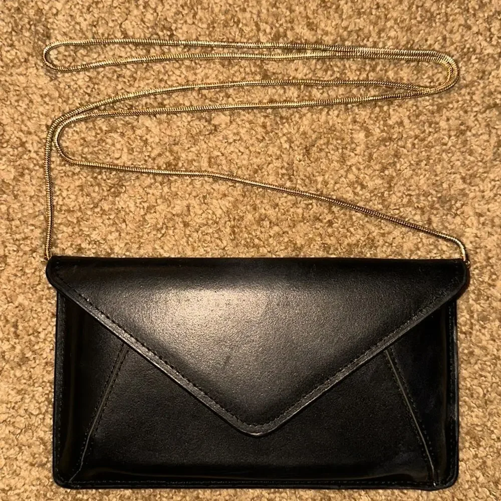 Dark Navy/Black Clutch with Gold Metal Strap MW